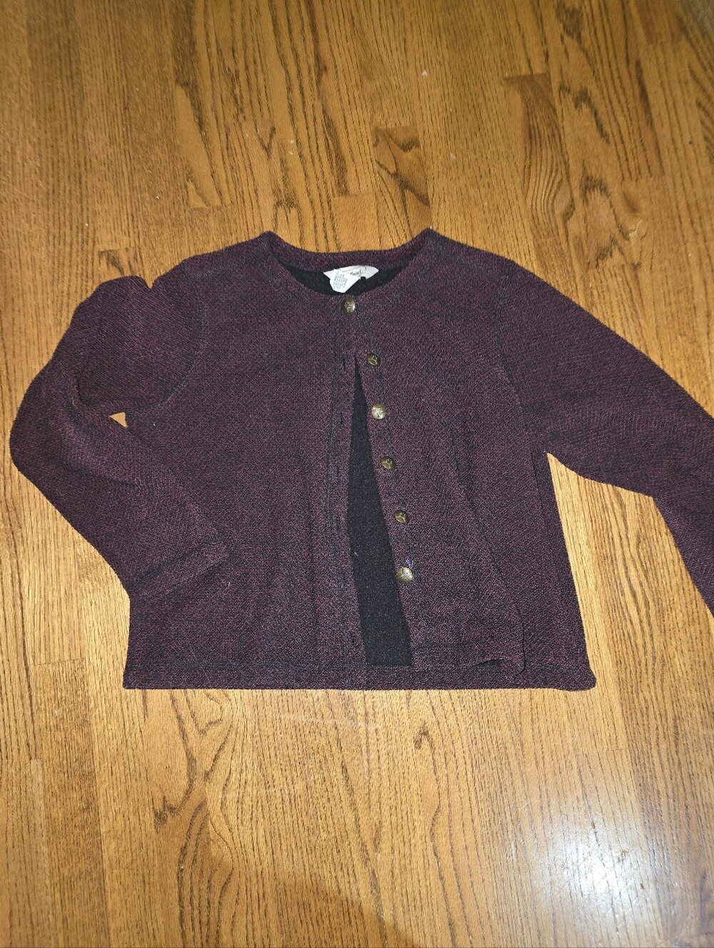 Vintage L.L. Bean Womans' Deep Burgundy Knit Button-Up Cardigan